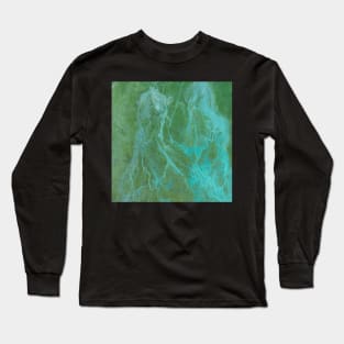 Blue and Green Color Abstract Painting Long Sleeve T-Shirt